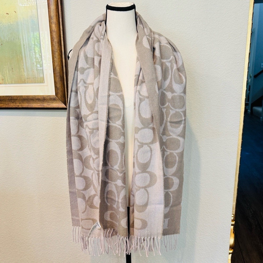 Authentic Coach Gray Two Tone Monogram Scarf